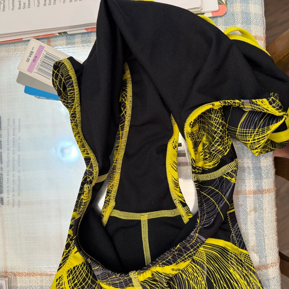 Speedo Black and Yellow Women's Endurance One Piece Swimsuit - Picture 7 of 7